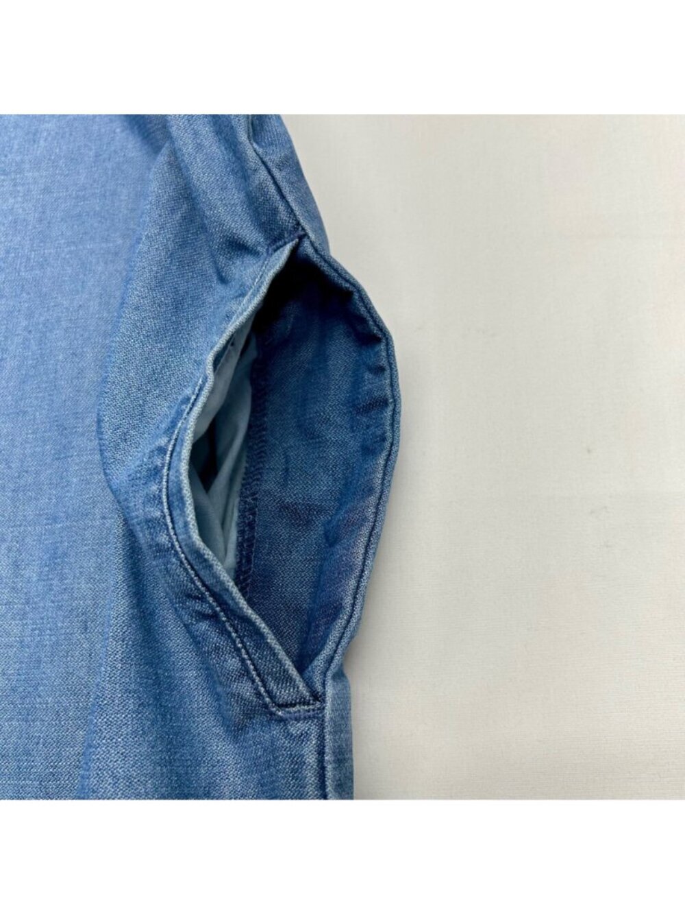 Who What Wear Womens Denim Frayed Hem Dress With Back Zip Closure Short Sleeves - Picture 4 of 15